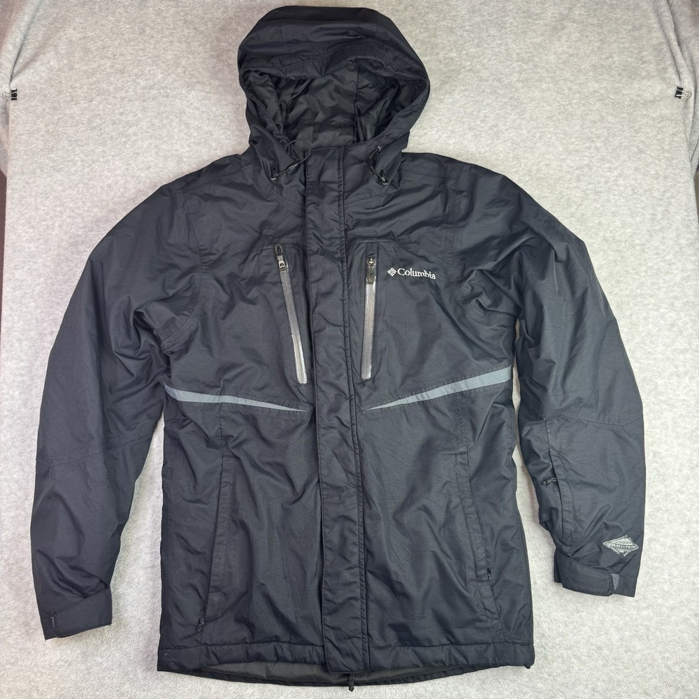 Columbia Mens‎ Omni-Tech Jacket S Black Omni-Heat Insulated Hooded No Zipper